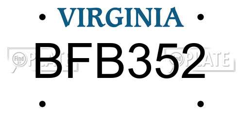 BFB352 Virginia License Plate