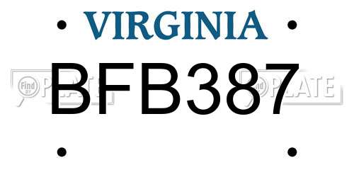 BFB387 Virginia License Plate