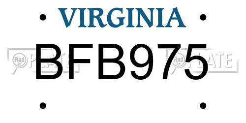 BFB975 Virginia License Plate