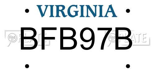 BFB97B Virginia License Plate