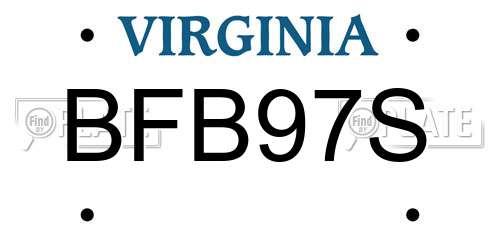 BFB97S Virginia License Plate