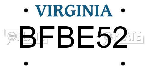 BFBE52 Virginia License Plate