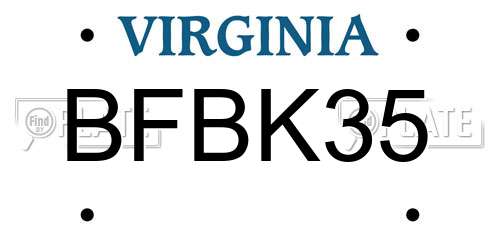 BFBK35 Virginia License Plate