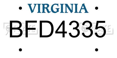 BFD4335 Virginia License Plate