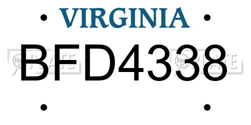 BFD4338 Virginia License Plate