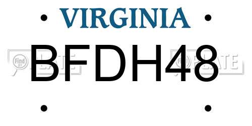BFDH48 Virginia License Plate
