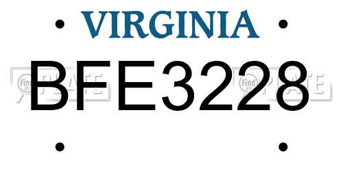 BFE3228 Virginia License Plate