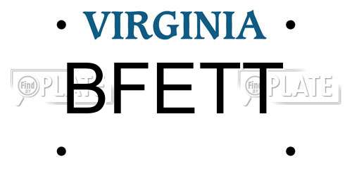 BFETT Virginia License Plate