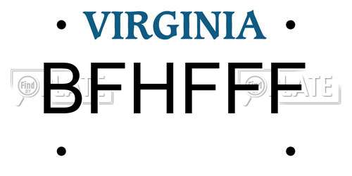 BFHFFF Virginia License Plate