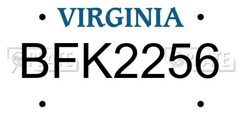 BFK2256 Virginia License Plate
