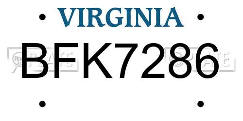 BFK7286 Virginia License Plate