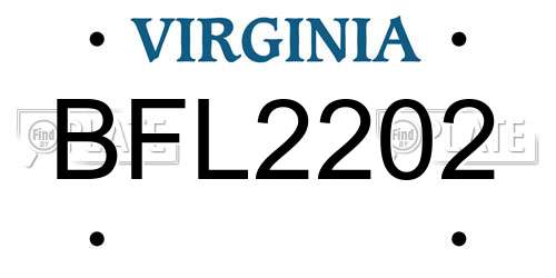 BFL2202 Virginia License Plate