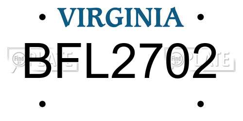 BFL2702 Virginia License Plate