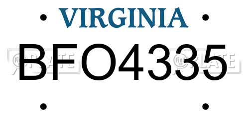 BFO4335 Virginia License Plate