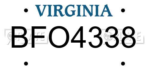 BFO4338 Virginia License Plate