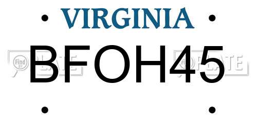 BFOH45 Virginia License Plate