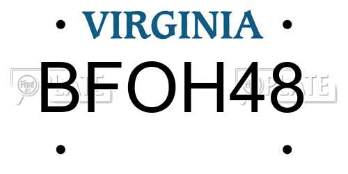 BFOH48 Virginia License Plate