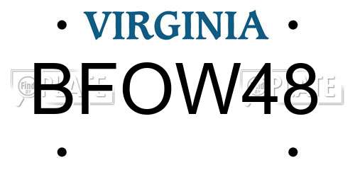 BFOW48 Virginia License Plate