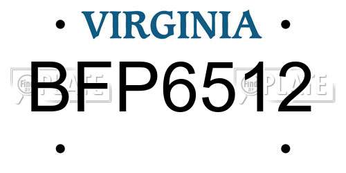 BFP6512 Virginia License Plate