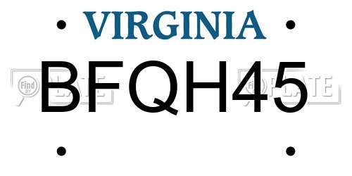 BFQH45 Virginia License Plate