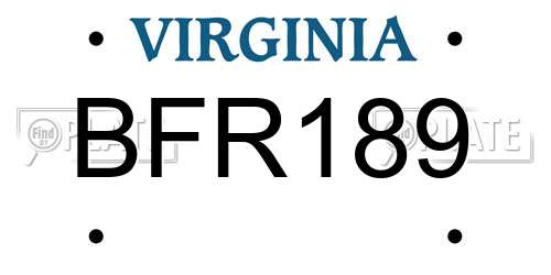 BFR189 Virginia License Plate