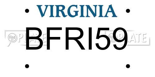 BFRI59 Virginia License Plate