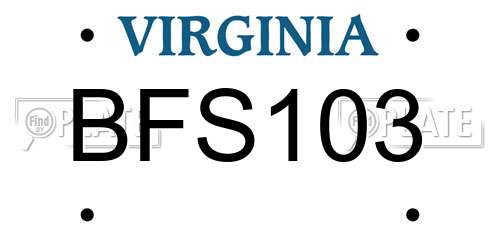 BFS103 Virginia License Plate