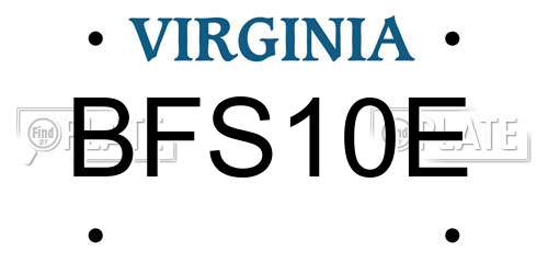 BFS10E Virginia License Plate