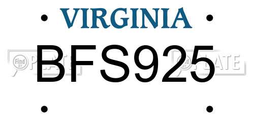 BFS925 Virginia License Plate