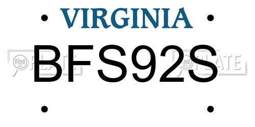 BFS92S Virginia License Plate
