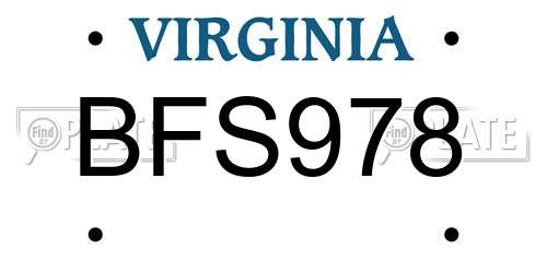 BFS978 Virginia License Plate