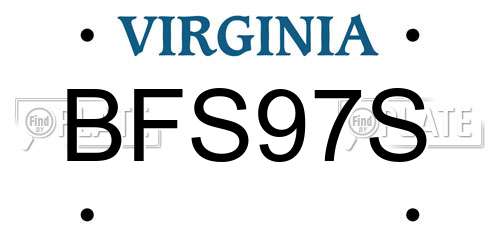 BFS97S Virginia License Plate