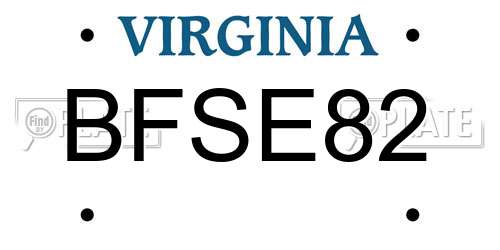 BFSE82 Virginia License Plate