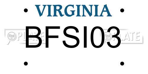 BFSI03 Virginia License Plate