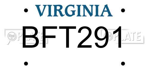BFT291 Virginia License Plate