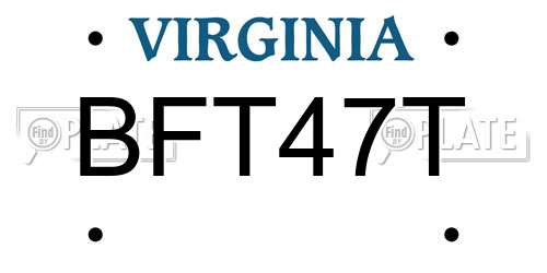 BFT47T Virginia License Plate