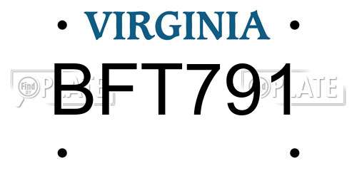 BFT791 Virginia License Plate