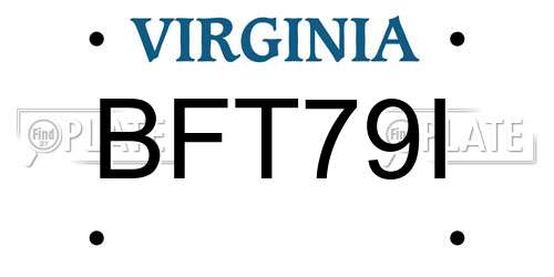 BFT79I Virginia License Plate