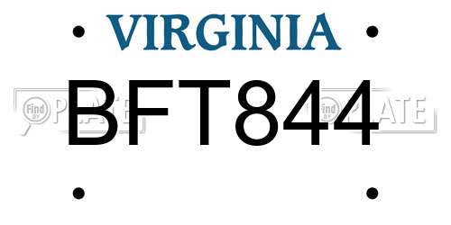 BFT844 Virginia License Plate