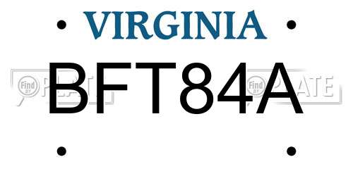 BFT84A Virginia License Plate