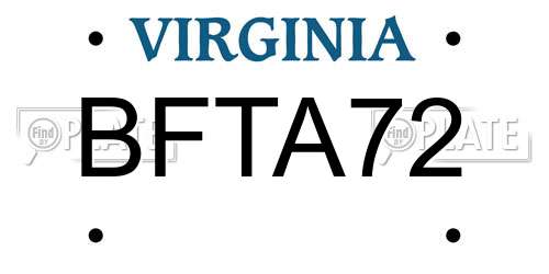 BFTA72 Virginia License Plate