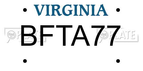 BFTA77 Virginia License Plate
