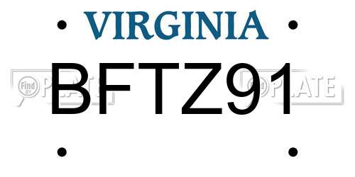 BFTZ91 Virginia License Plate