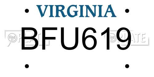 BFU619 Virginia License Plate