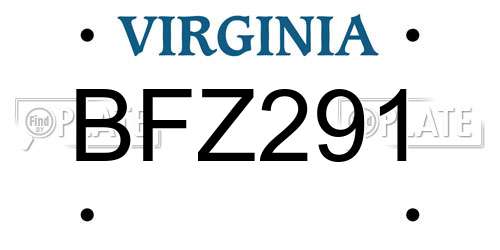 BFZ291 Virginia License Plate