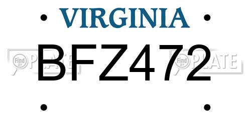 BFZ472 Virginia License Plate