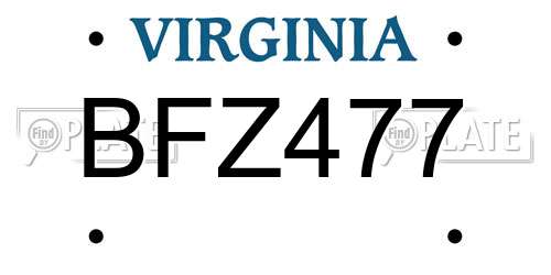 BFZ477 Virginia License Plate