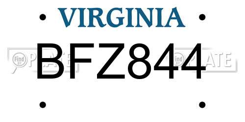BFZ844 Virginia License Plate