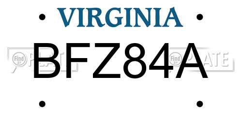 BFZ84A Virginia License Plate