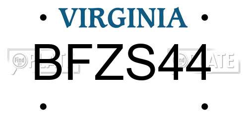 BFZS44 Virginia License Plate